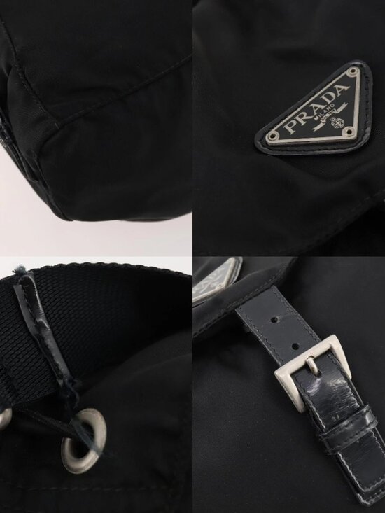 PRADA Backpack Nylon Black Silver Auth bs33265